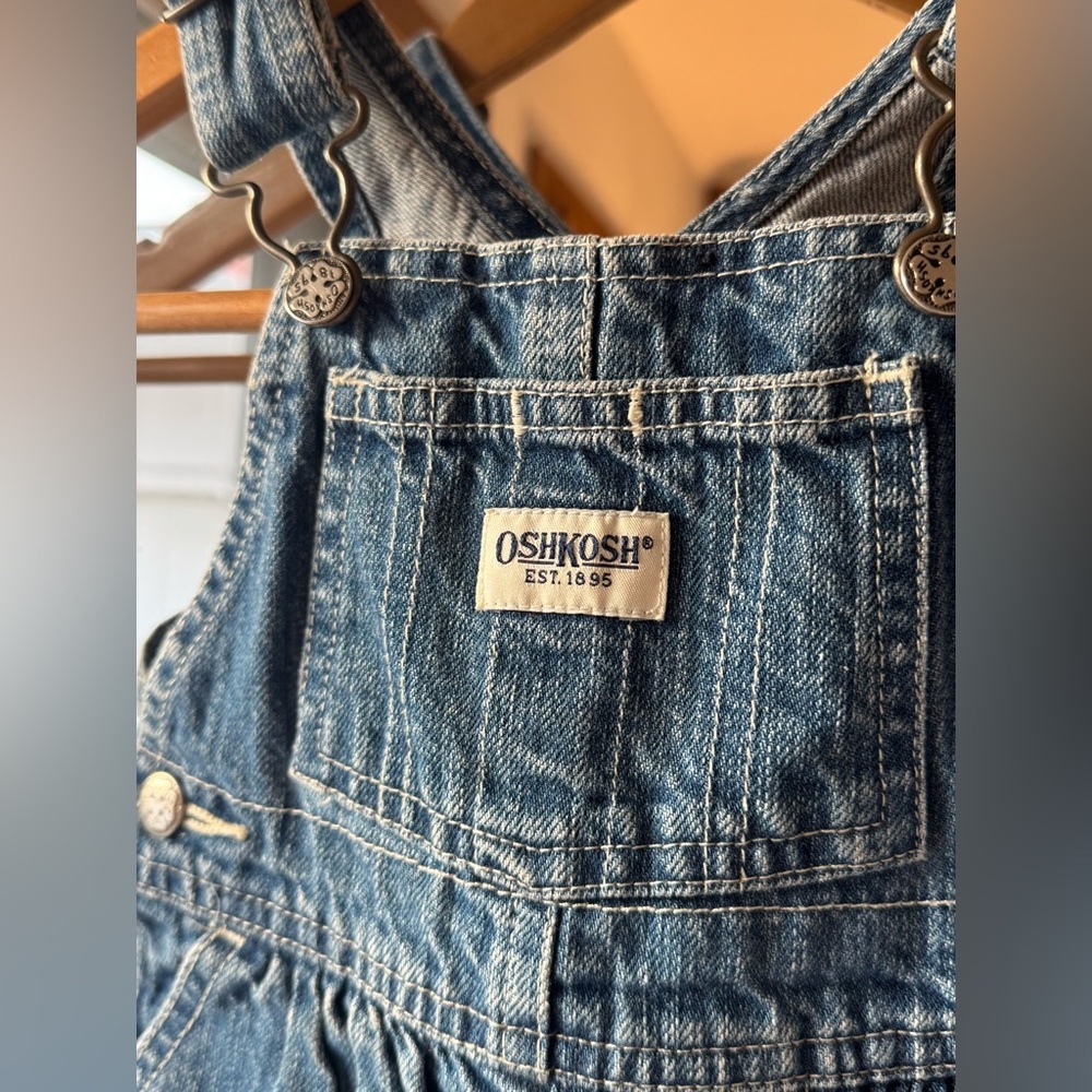 Blue Denim Oshkosh Girls Overall Bubble Romper 12 months cotton - Picture 3 of 4